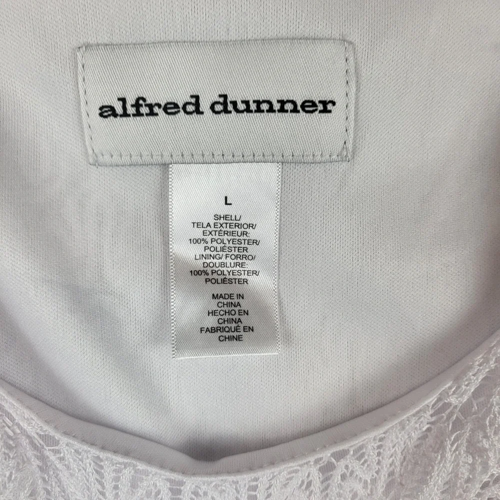 Alfred Dunner Womens Large‎ Lace Top Blue Green White Chevron Short Sleeve - Picture 4 of 5